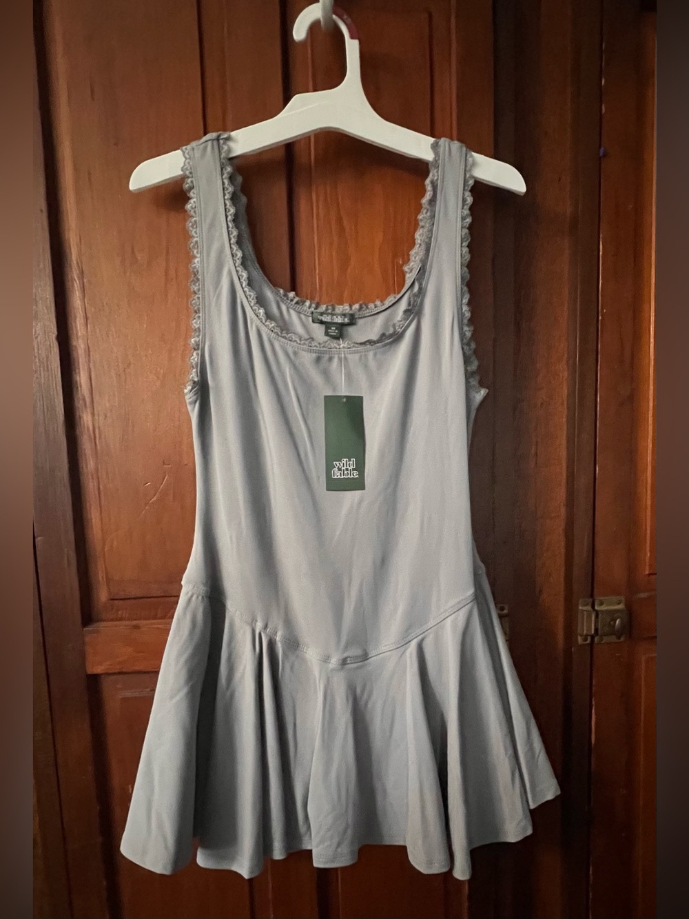 Wild Fable Women's Game Day Lace Drop Waist Mini Skater Dress Gray Size XS | NWT - Picture 2 of 10